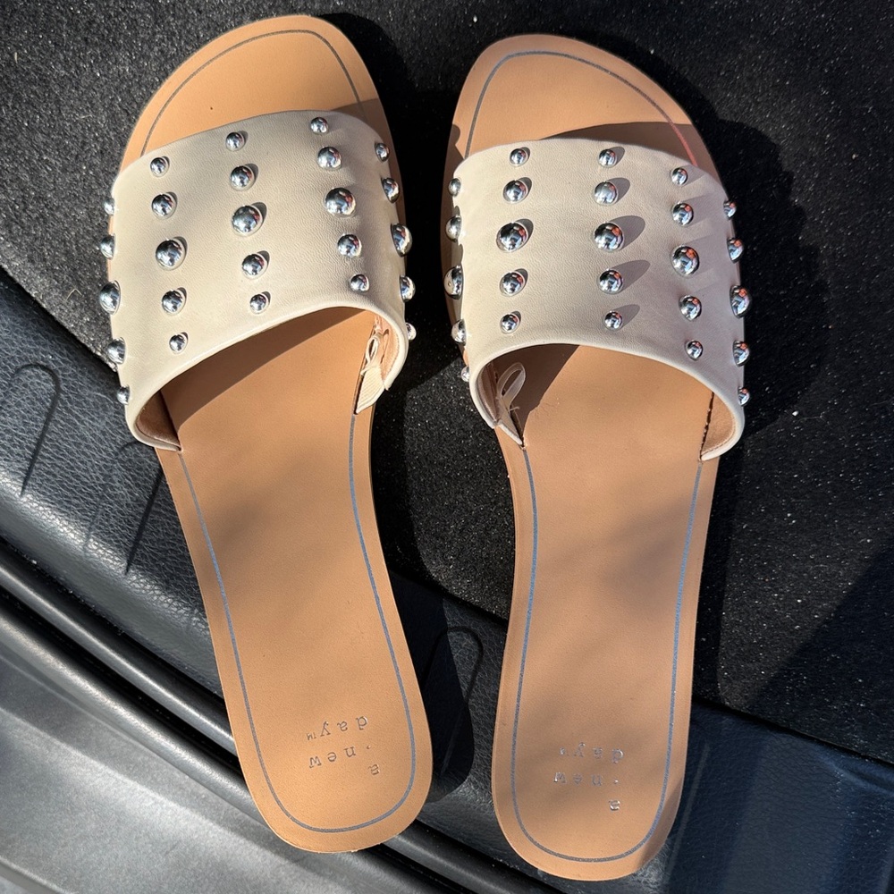 a new day Cream Studded Slide Sandals